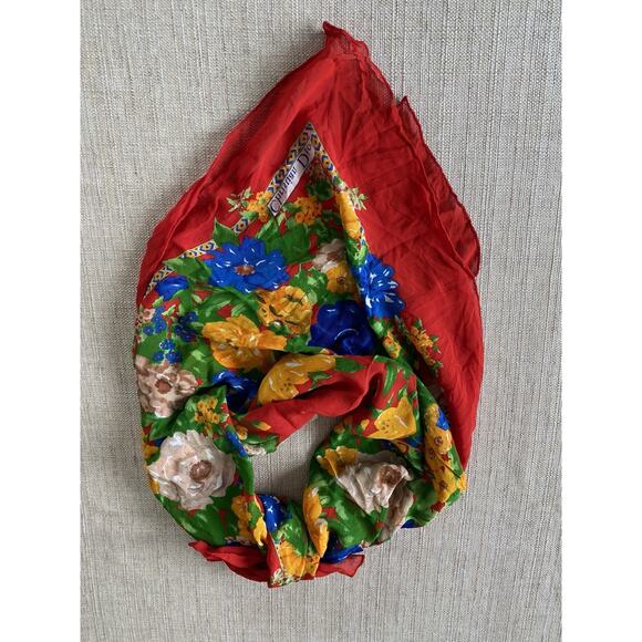 CHRISTIAN DIOR SQUARE SILK MULTICOLOR VINTAGE SCARF - Picture 5 of 7